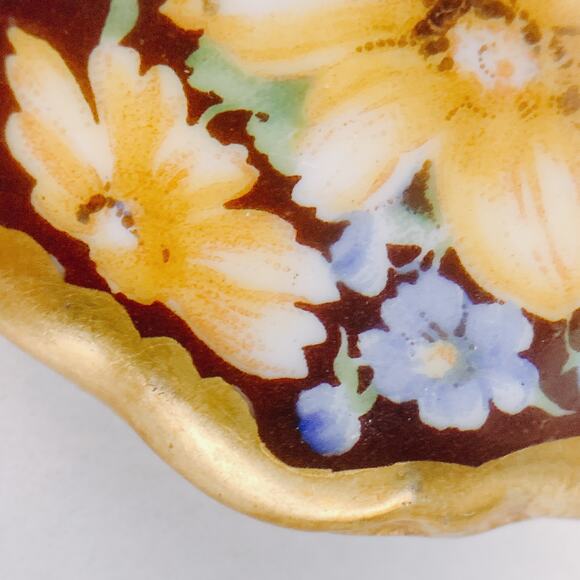 VTG Signed Schumann Bavaria Hand Painted Porcelain Floral Brooch 20s C-Clasp Pin - Picture 3 of 16
